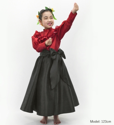 Hula Kids Long Shantung Circular Skirt / Black / Jp170-5