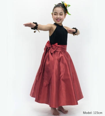 Hula Kids Long Shantung Circular Skirt / Dark Red 2 / Jp170-6