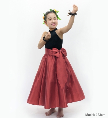 Hula Kids Long Shantung Circular Skirt / Dark Red 2 / Jp170-6