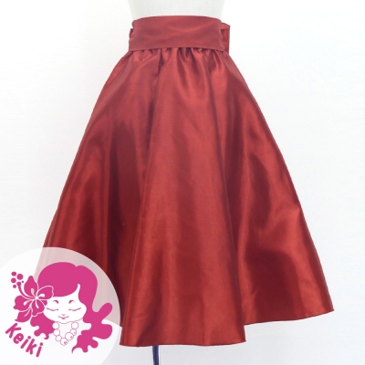 Hula Kids Long Shantung Circular Skirt / Dark Red 2 / Jp170-6
