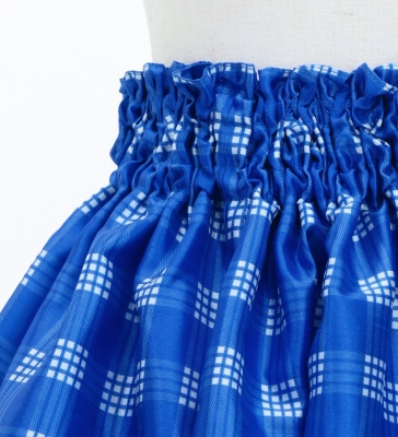 Hula Kids Shantung Pa'u Skirt with Palaka & Lei Print / Luxury Collection / Blue / Jp171bl