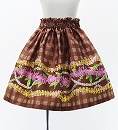 Hula Kids Shantung Pa'u Skirt with Palaka & Lei Print / Luxury Collection / Brown / Jp171br