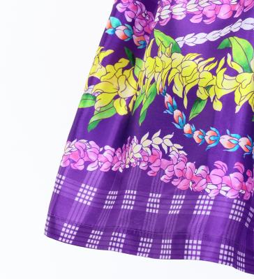 Hula Kids Shantung Pa'u Skirt with Palaka & Lei Print / Luxury Collection / Purple / Jp171pu