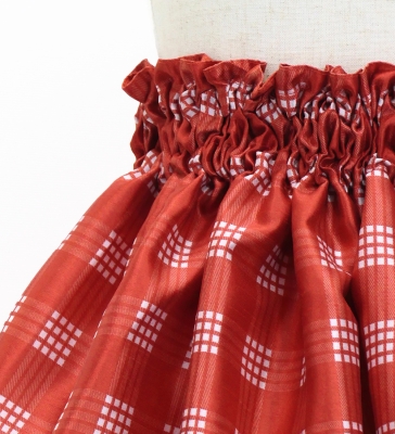 Hula Kids Shantung Pa'u Skirt with Palaka & Lei Print / Luxury Collection / Red / Jp171rd
