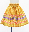 Hula Kids Shantung Pa'u Skirt with Palaka & Lei Print / Luxury Collection / Yellow / Jp171ye