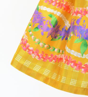 Hula Kids Shantung Pa'u Skirt with Palaka & Lei Print / Luxury Collection / Yellow / Jp171ye