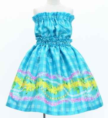 Hula Set up Keiki with Palaka & Lei Print / Luxury Collection / Light Blue / Jp172lbl