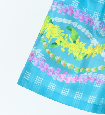 Hula Set up Keiki with Palaka & Lei Print / Luxury Collection / Light Blue / Jp172lbl