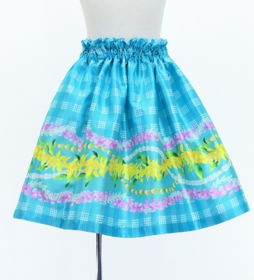 Hula Set up Keiki with Palaka & Lei Print / Luxury Collection / Light Blue / Jp172lbl