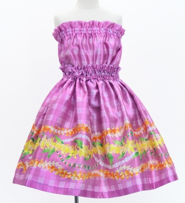 Hula Set up Keiki with Palaka & Lei Print / Luxury Collection / Pink / Jp172pi
