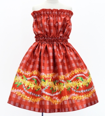 Hula Set up Keiki with Palaka & Lei Print / Luxury Collection / Red / Jp172rd
