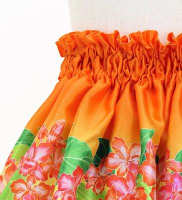 Hula Kids Shantung Pa'u Skirt with Cattleya Lei Print / Luxury Collection / Orange / Jp177or