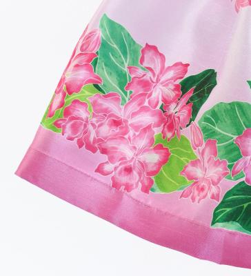 Hula Kids Shantung Pa'u Skirt with Cattleya Lei Print / Luxury Collection / Pink / Jp177pi