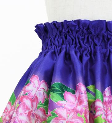 Hula Kids Shantung Pa'u Skirt with Cattleya Lei Print / Luxury Collection / Purple / Jp177pu