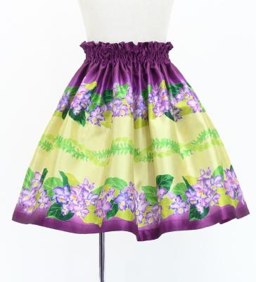 Hula Kids Shantung Pa'u Skirt with Cattleya Lei Print / Luxury Collection / Red Purple /Jp177rdpu