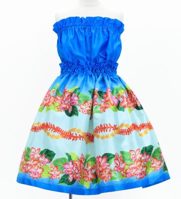 Hula Set up Keiki with Cattleya Lei Print / Luxury Collection / Blue / Jp178bl