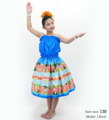 Hula Set up Keiki with Cattleya Lei Print / Luxury Collection / Blue / Jp178bl