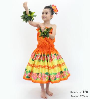Hula Set up Keiki with Cattleya Lei Print / Luxury Collection / Orange / Jp178or