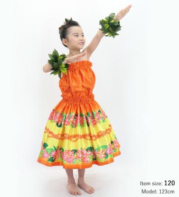 Hula Set up Keiki with Cattleya Lei Print / Luxury Collection / Orange / Jp178or