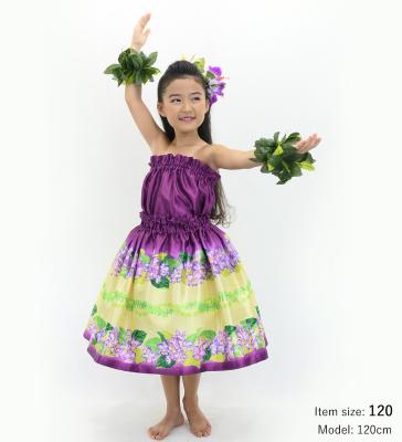 Hula Set up Keiki with Cattleya Lei Print / Luxury Collection / Red Purple / Jp178rdpu