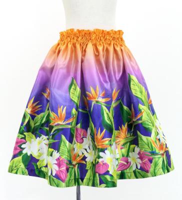 Hula Kids Shantung Pa'u Skirt with Hawaiian Flower & Leaf Print / Luxury Collection / Jp192-4