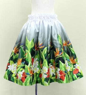 Hula Kids Shantung Pa'u Skirt with Hawaiian Flower & Leaf Print / Luxury Collection / Jp192-8