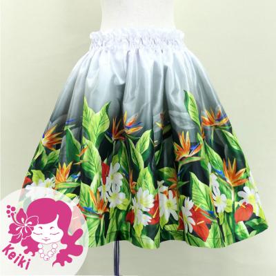 Hula Kids Shantung Pa'u Skirt with Hawaiian Flower & Leaf Print / Luxury Collection / Jp192-8