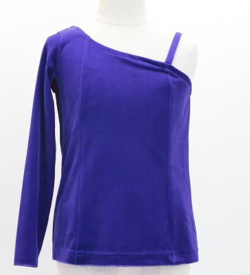 Hula Kids One Shoulder Long Sleeve Blouse with Velvet Keiki / Royal Blue / Jp200rbl