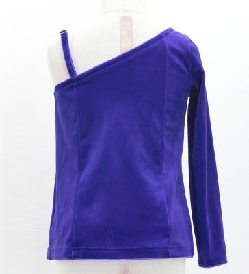 Hula Kids One Shoulder Long Sleeve Blouse with Velvet Keiki / Royal Blue / Jp200rbl
