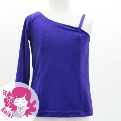 Hula Kids One Shoulder Long Sleeve Blouse with Velvet Keiki / Royal Blue / Jp200rbl