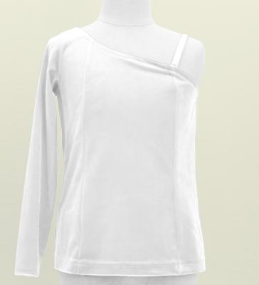 Hula Kids One Shoulder Long Sleeve Blouse with Velvet Keiki / White / Jp200wh