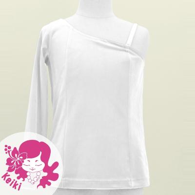 Hula Kids One Shoulder Long Sleeve Blouse with Velvet Keiki / White / Jp200wh