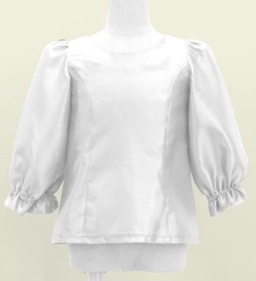 Hula Kids 3/4 Sleeve Blouse with Shantung / White / Jp208wh