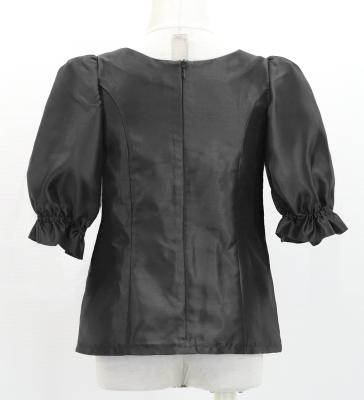 Hula Kids Elbow Sleeve Blouse with Shantung / Black / Jp209bk