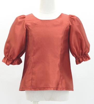 Hula Kids Elbow Sleeve Blouse with Shantung / Dark Red 2 / Jp209drd2