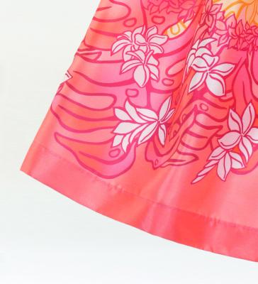 Hula Kids Shantung Pa'u Skirt with Plumeria & Monstera Print / Luxury Collection / Orange / Jp216or
