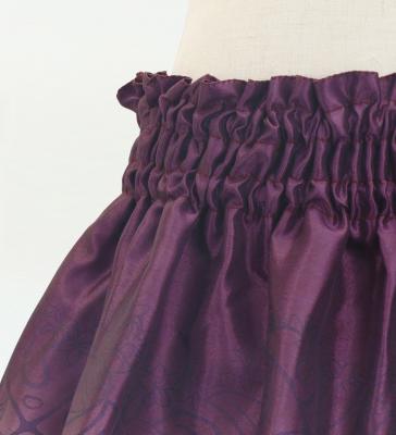 Hula Kids Shantung Pa'u Skirt with Plumeria & Monstera Print / Luxury Collection / Purple / Jp216pu