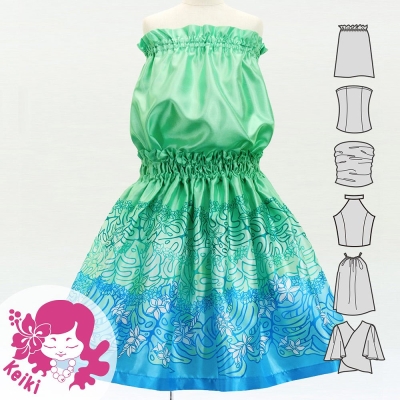 Hula Keiki Set-Up with Plumeria & Monstera Print / Luxury Collection / Light Green / Jp217lgr