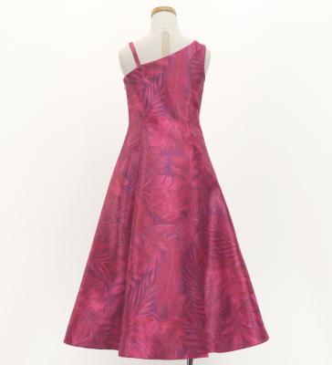 Hula Kids One Shoulder Dress with Hawaiian Leaf / Luxury Collection / Wine / Jp221wi