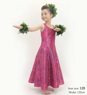 Hula Kids One Shoulder Dress with Hawaiian Leaf / Luxury Collection / Wine / Jp221wi