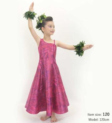 Hula Kids One Shoulder Dress with Hawaiian Leaf / Luxury Collection / Wine / Jp221wi