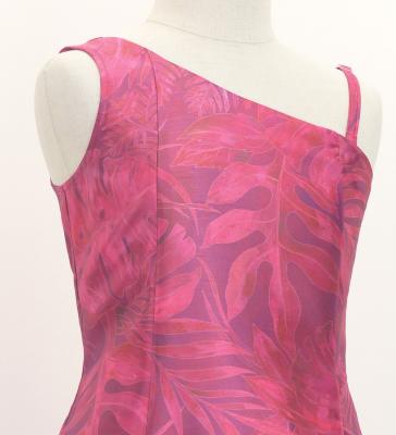 Hula Kids One Shoulder Dress with Hawaiian Leaf / Luxury Collection / Wine / Jp221wi