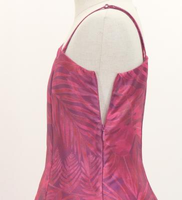 Hula Kids One Shoulder Dress with Hawaiian Leaf / Luxury Collection / Wine / Jp221wi