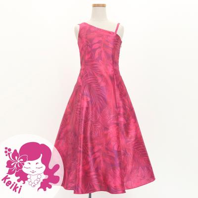 Hula Kids One Shoulder Dress with Hawaiian Leaf / Luxury Collection / Wine / Jp221wi