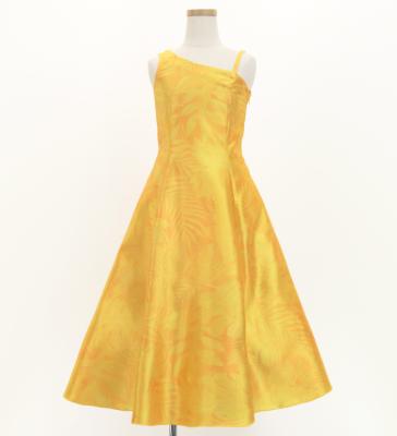 Hula Kids One Shoulder Dress with Hawaiian Leaf / Luxury Collection / Yellow / Jp221ye