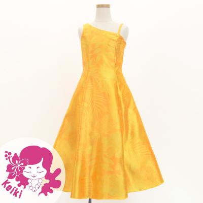 Hula Kids One Shoulder Dress with Hawaiian Leaf / Luxury Collection / Yellow / Jp221ye