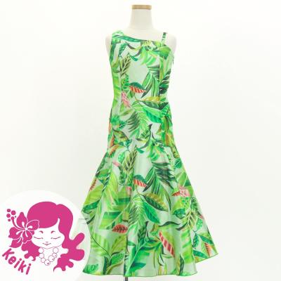 Hula Kids One Shoulder Dress with Leaf / Luxury Collection / Yellow Green / Jp222yegr