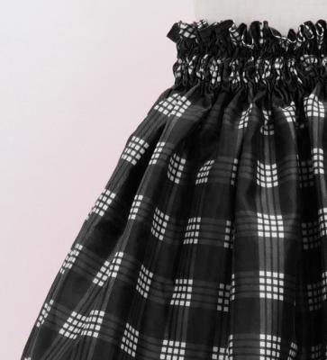 Hula Kids Shantung Pa'u Skirt with Palaka Check Print / Luxury Collection /Black / Jp223bk