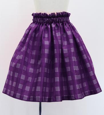 Hula Kids Shantung Pa'u Skirt with Palaka Check Print / Luxury Collection /Deep Purpel / Jp223dpu