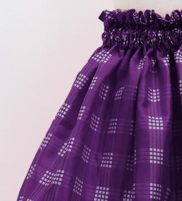 Hula Kids Shantung Pa'u Skirt with Palaka Check Print / Luxury Collection /Deep Purpel / Jp223dpu